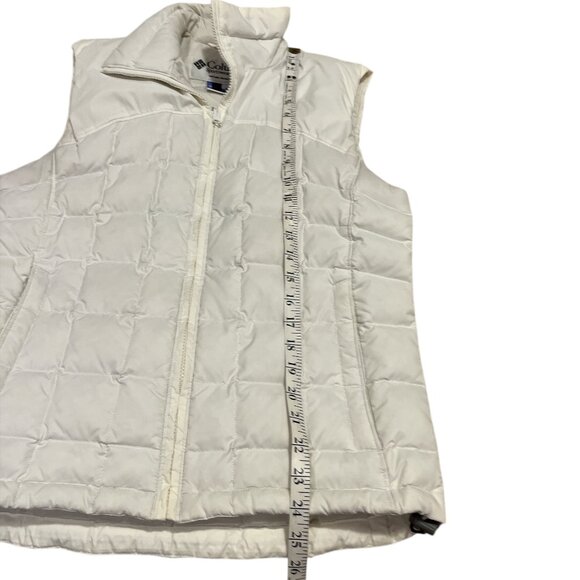 COLUMBIA Womens White Down Vest Size Small Zip Up 2 Pockets Quilted - Picture 10 of 12